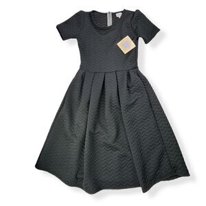 LulaRoe Black Quilted Emilia Dress XS